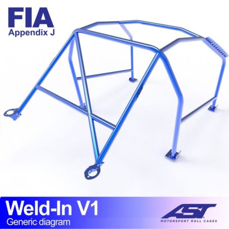 Arceau FIA AST 8 points à souder pour Peugeot 106 Rallye XSi GTi S16 (1993-2004 / 5-Portes hayon)
