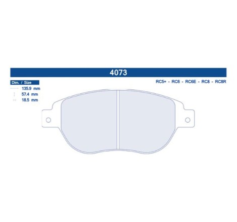 Plaquettes de frein avant Carbone Lorraine 4073 RC6 pour Peugeot 206 RC / 207 RC / 307 CC 16V (étriers BOSCH)