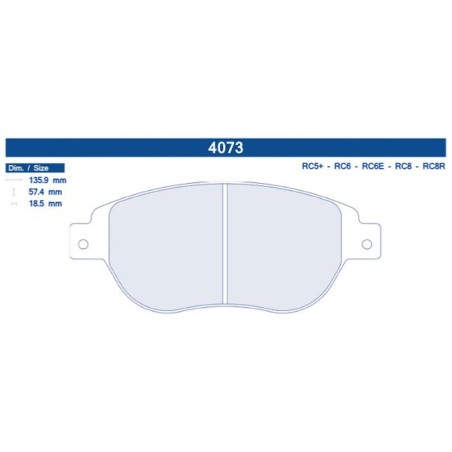 Plaquettes de frein avant Carbone Lorraine 4073 RC6 pour Peugeot 206 RC / 207 RC / 307 CC 16V (étriers BOSCH)