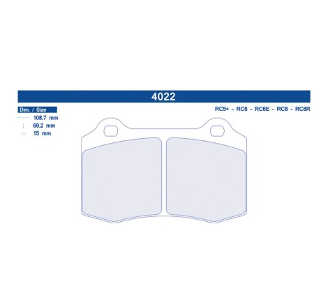 Plaquettes de frein avant Carbone Lorraine 4022 RC5+ pour Peugeot 406 Coupé V6 / Renault Clio 2 V6 Sport / Citroën C2 R2 / Max