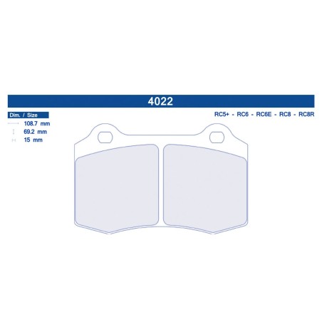 Plaquettes de frein avant Carbone Lorraine 4022 RC5+ pour Peugeot 406 Coupé V6 / Renault Clio 2 V6 Sport / Citroën C2 R2 / Max