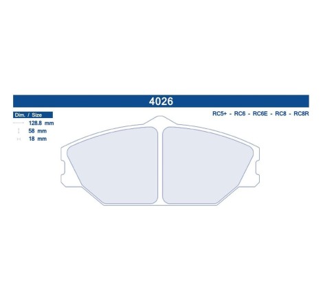 Plaquettes de frein avant Carbone Lorraine 4026 pour Alpine 3000 A610 GTA / Renault Clio 2 16V RS Sport / Megane 1 16V / Spider
