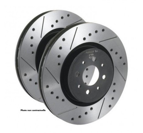 Disques de frein avant pleins TAROX finition SJ percés et rainurés pour Peugeot 104 ZS / Talbot Samba Rallye