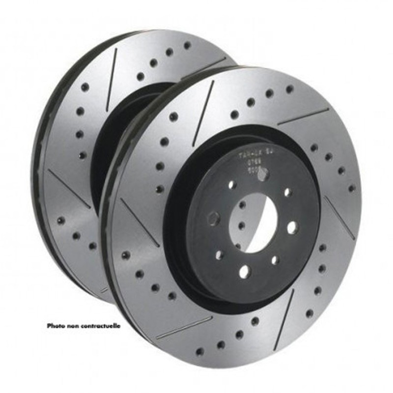 Disques de frein avant pleins TAROX finition SJ percés et rainurés pour Peugeot 104 ZS / Talbot Samba Rallye