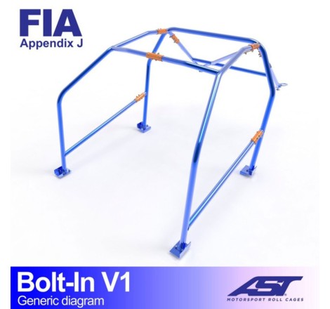 Arceau AST 6 points à boulonner pour Renault Clio I (toutes versions dont RSI, S, 16S et Williams) 3-Portes Hayon