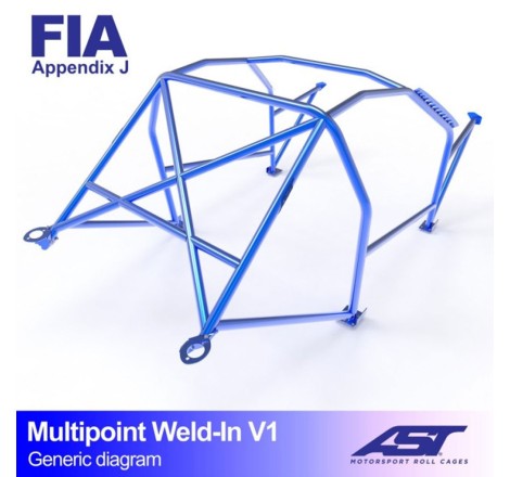 Arceau AST 10 points à souder pour Renault Clio I (toutes versions dont RSI, S, 16S et Williams) 3-Portes Hayon