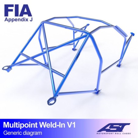 Arceau AST 10 points à souder pour Renault Clio I (toutes versions dont RSI, S, 16S et Williams) 3-Portes Hayon