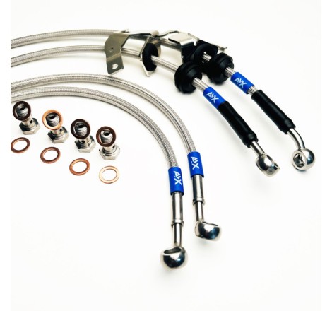 Kit de 4 durites / flexibles de frein AVX Racing pour Alpine A110 II (toutes versions)