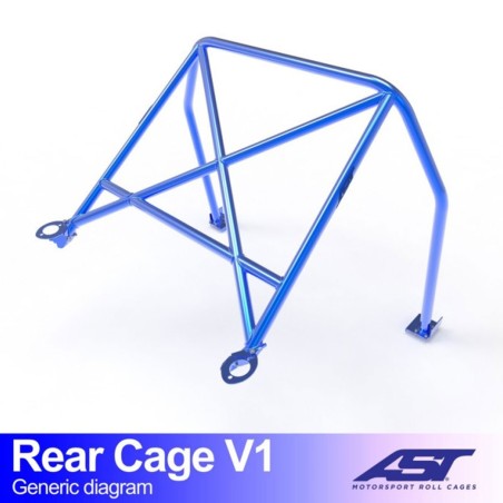 Demi-arceau AST Trackday/Loisir 4 points pour Renault Clio I (toutes versions dont RSI, S, 16S et Williams) 3-Portes Hayon