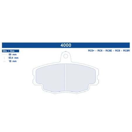 Plaquettes de frein avant Carbone Lorraine 4000 RC5+/RC6/RC6E pour Renault Clio I 16V / RSI / Williams / Clio II 16V