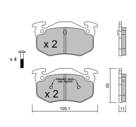 Plaquettes de frein arrière GT2i Club pour Renault Clio I 16V / RSi / Williams (étriers BENDIX)