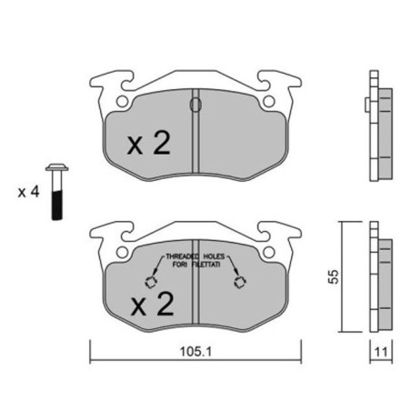 Plaquettes de frein arrière GT2i Club pour Renault Clio I 16V / RSi / Williams (étriers BENDIX)