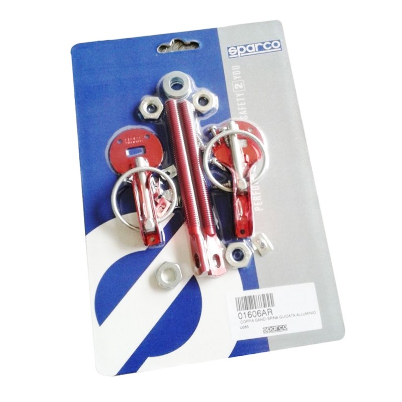 Paire d'attache-capot Dakar SPARCO (en alu rouge)