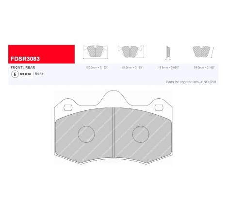 Plaquettes de frein avant Ferodo DS Performance FDSR3083 pour Renault Clio 2 RS V6 3.0 (phase 2 / 255cv / étriers AP Racing)