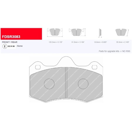 Plaquettes de frein avant Ferodo DS Performance FDSR3083 pour Renault Clio 2 RS V6 3.0 (phase 2 / 255cv / étriers AP Racing)