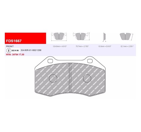 Plaquettes de frein avant Ferodo DS Performance FDS1667 pour Renault Clio 3 RS 2.0 V16 / Megane 2 RS (étriers BREMBO)