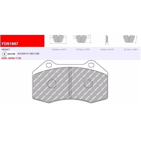 Plaquettes de frein avant Ferodo DS Performance FDS1667 pour Renault Clio 3 RS 2.0 V16 / Megane 2 RS (étriers BREMBO)