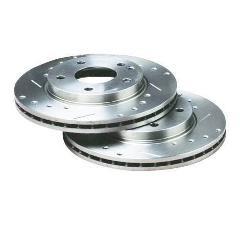 Disques de frein arrière Bratex Groupe A percés rainurés avec roulement pour Renault Clio 3 RS 2.0 16V / Megane 2 RS