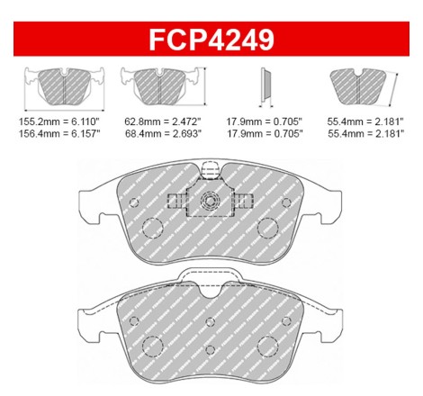 Plaquettes de frein avant FERODO DS2500 FCP4249H pour Renault Clio 4 RS (étriers ATE)