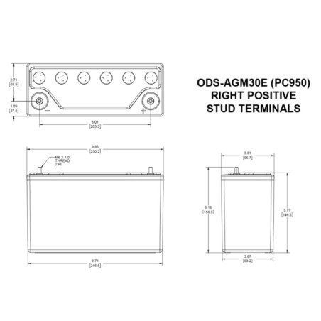 Batterie Compétition AGM Odyssey Extreme Racing PC950 34Ah 950 PHCA pour Peugeot 206 S16 GTi / 208 GTi