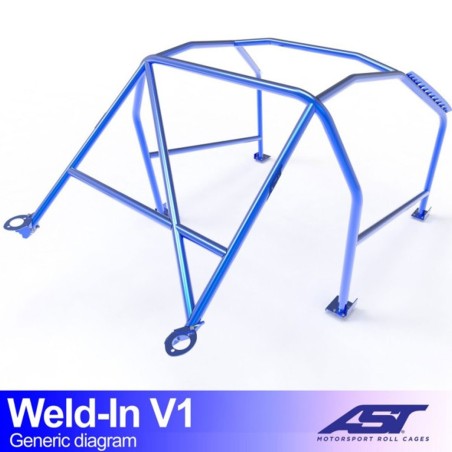 Arceau AST 8 points à souder pour Peugeot 206 (tous modèles dont GTi RC S16 CC et XS) 3-Portes Hayon