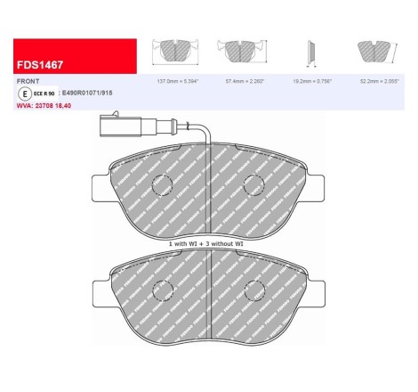 Plaquettes de frein avant FERODO DS3000 FCP1467R pour Peugeot 206 RC GTi 180 (étrier BREMBO)