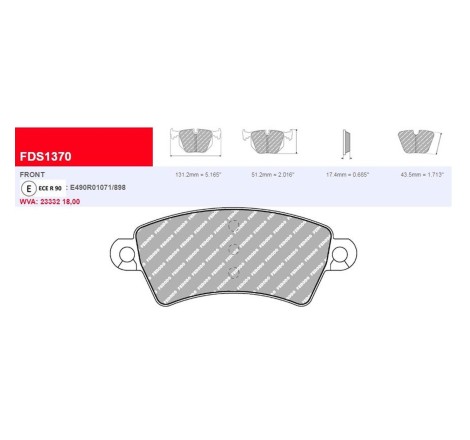Plaquettes de frein avant Ferodo DS Performance FDS1370 pour Peugeot 206 S16 GTi / CC (étriers BOSCH)