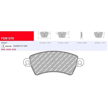 Plaquettes de frein avant Ferodo DS Performance FDS1370 pour Peugeot 206 S16 GTi / CC (étriers BOSCH)