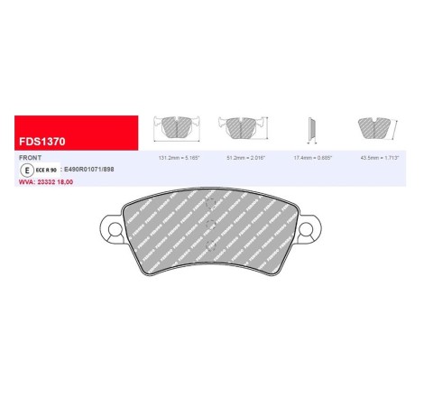 Plaquettes de frein avant FERODO DS3000 FCP1370R pour Peugeot 206 S16 GTi / CC (étriers BOSCH)