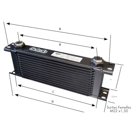 Radiateur d'huile Setrab 16 rangées Série 6 M22x150 pour Peugeot 205 I GTi