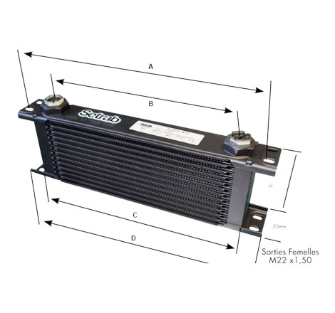 Radiateur d'huile Setrab 19 rangées Série 6 M22x150 pour Peugeot 205 II GTi 1.9