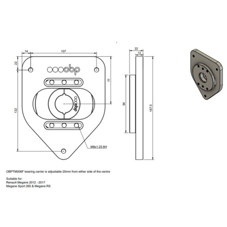 Paire de coupelles réglables sur rotule OBP pour Renault Megane 2 RS CC / 3 RS / 4 RS