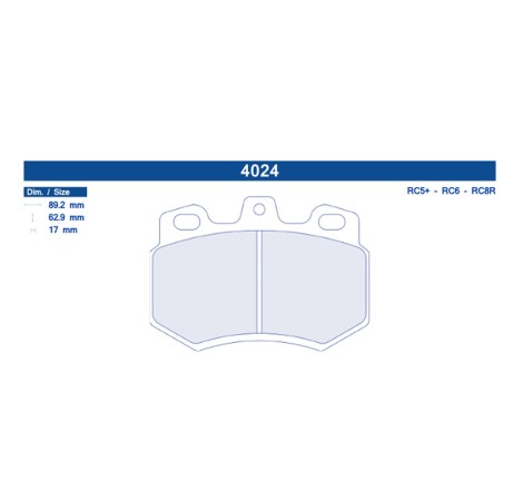 Plaquettes de frein avant Carbone Lorraine 4024 RC6 pour Citroën AX GTi 1.4 / Visa GTi 1.6