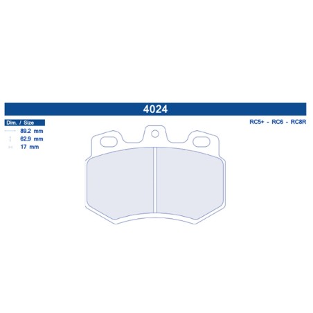 Plaquettes de frein avant Carbone Lorraine 4024 RC6 pour Citroën AX GTi 1.4 / Visa GTi 1.6