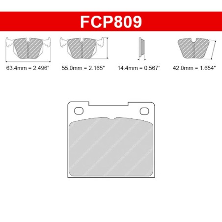 Plaquettes de frein arrière FERODO DS UNO FCP809Z pour Citroën DS3 Turbo 1.6 THP 156cv (étriers LUCAS/TRW / 2 pistons 300x8)