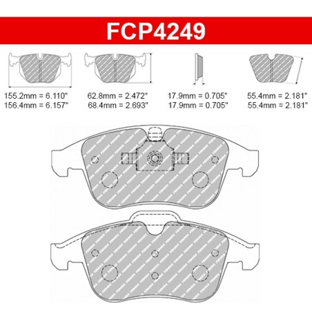 Plaquettes de frein avant FERODO DS2500 FCP4249H pour Renault Laguna 3 Coupé V6 4RD (étriers ATE)
