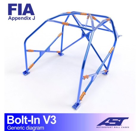 Arceau AST FIA  6 points à boulonner pour Peugeot 207 (toutes versions dont RC et THP / 3-Portes Hayon)