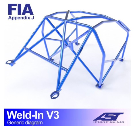 Arceau FIA AST 8 points à souder pour Peugeot 207 (toutes versions dont RC et THP / 3-Portes hayon)