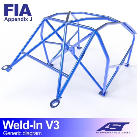 Arceau FIA AST 8 points à souder pour Peugeot 207 (toutes versions dont RC et THP / 3-Portes hayon)