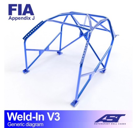 Arceau FIA AST 8 points à souder pour Peugeot 207 (toutes versions dont RC et THP / 3-Portes hayon)
