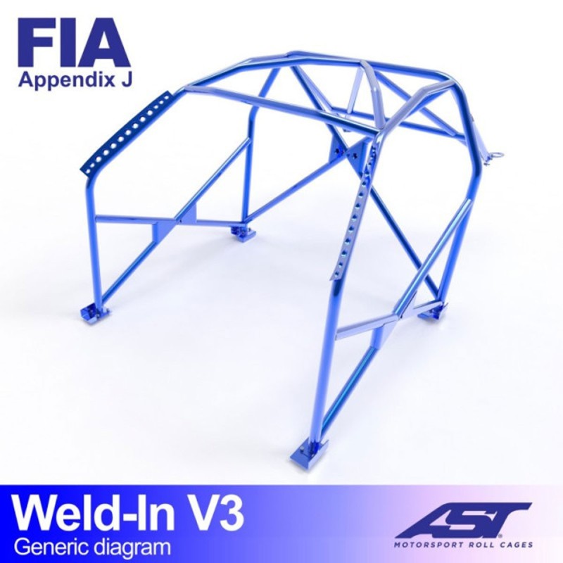 Arceau FIA AST 8 points à souder pour Peugeot 207 (toutes versions dont RC et THP / 3-Portes hayon)