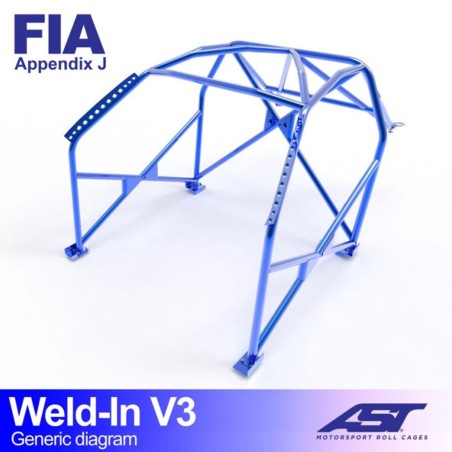 Arceau FIA AST 8 points à souder pour Peugeot 207 (toutes versions dont RC et THP / 3-Portes hayon)