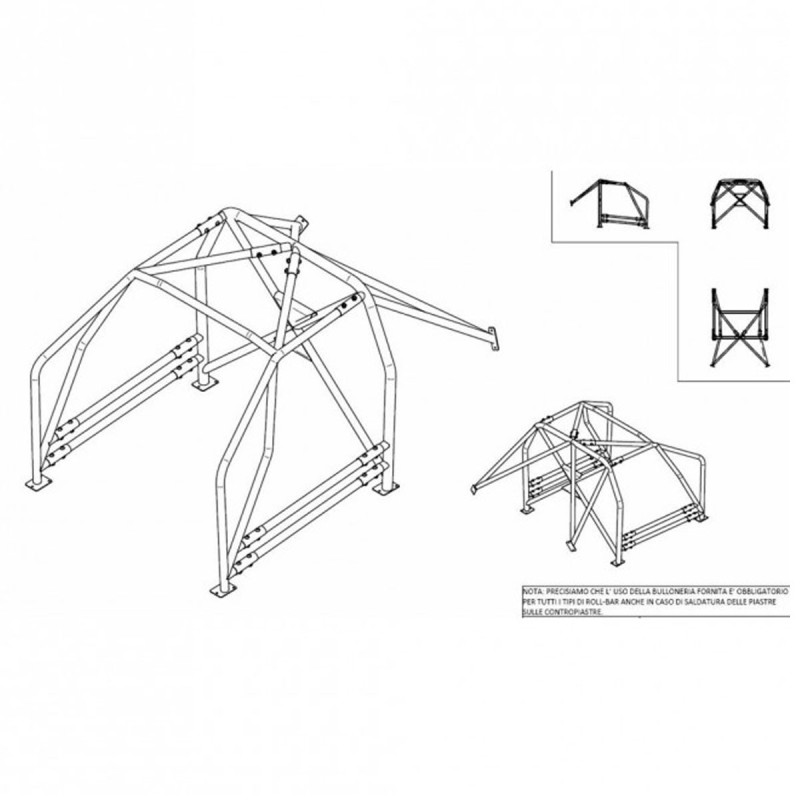 Arceau de sécurité SPARCO pour Peugeot 207 (toutes versions dont RC et THP / 6 Points)