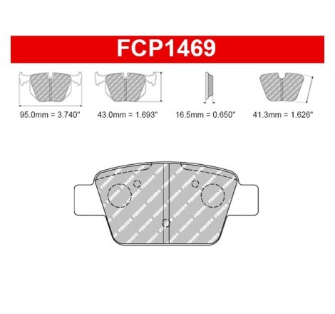 Plaquettes de frein arrière FERODO DS2500 FCP1469H pour Peugeot 207 THP / Rallye R3 (étriers BOSCH)