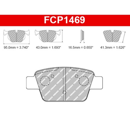 Plaquettes de frein arrière FERODO DS2500 FCP1469H pour Peugeot 207 THP / Rallye R3 (étriers BOSCH)