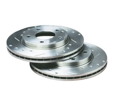Disques de frein avant Bratex Groupe A percés rainurés pour Peugeot 207 RC THP (302x26mm 4x108)